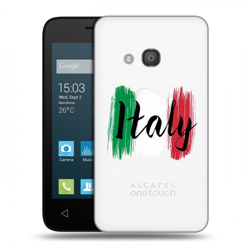 Полупрозрачный дизайнерский пластиковый чехол для Alcatel One Touch Pixi 4 (4) Флаг Италии