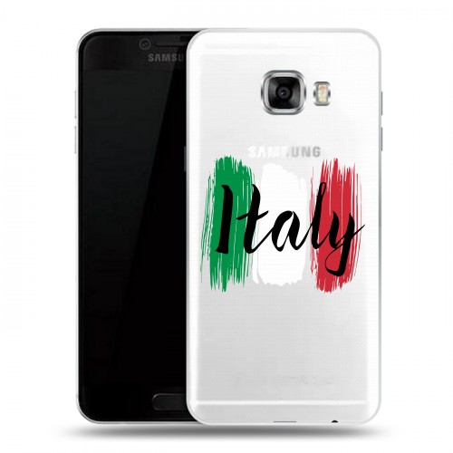 Полупрозрачный дизайнерский пластиковый чехол для Samsung Galaxy C7 Флаг Италии