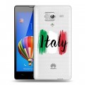 Полупрозрачный дизайнерский пластиковый чехол для Huawei Honor 3 Флаг Италии