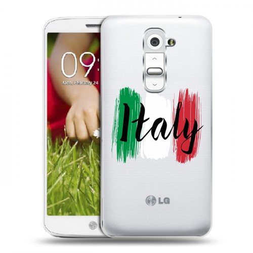 Полупрозрачный дизайнерский пластиковый чехол для LG Optimus G2 mini Флаг Италии