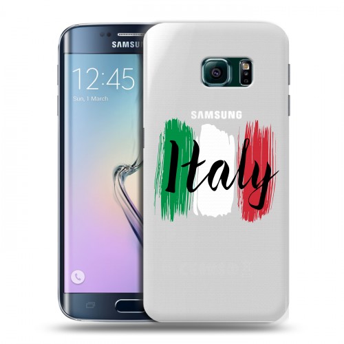 Полупрозрачный дизайнерский пластиковый чехол для Samsung Galaxy S6 Edge Флаг Италии