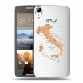 Полупрозрачный дизайнерский пластиковый чехол для HTC Desire 828 Флаг Италии