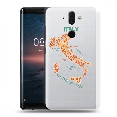 Полупрозрачный дизайнерский пластиковый чехол для Nokia 8 Sirocco Флаг Италии