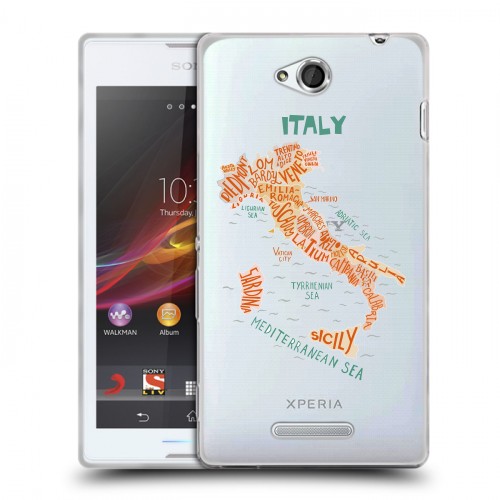 Полупрозрачный дизайнерский пластиковый чехол для Sony Xperia C Флаг Италии