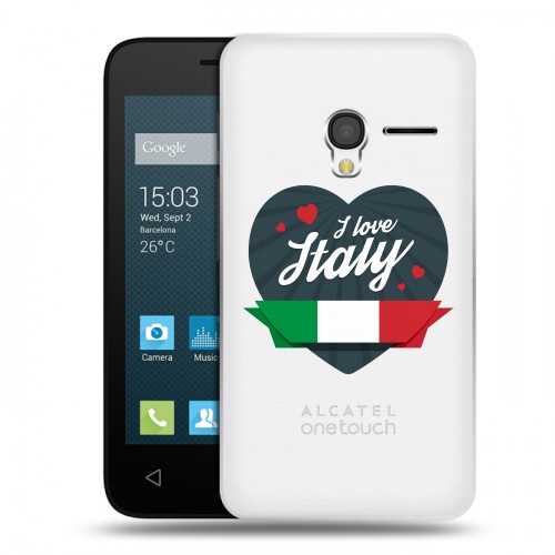 Полупрозрачный дизайнерский пластиковый чехол для Alcatel One Touch Pixi 3 (4.0) Флаг Италии