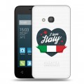 Полупрозрачный дизайнерский пластиковый чехол для Alcatel One Touch Pixi 4 (4) Флаг Италии