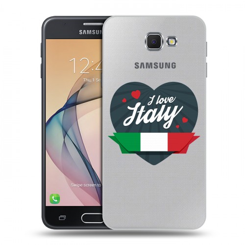 Полупрозрачный дизайнерский пластиковый чехол для Samsung Galaxy J5 Prime Флаг Италии