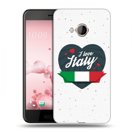 Полупрозрачный дизайнерский пластиковый чехол для HTC U Play Флаг Италии