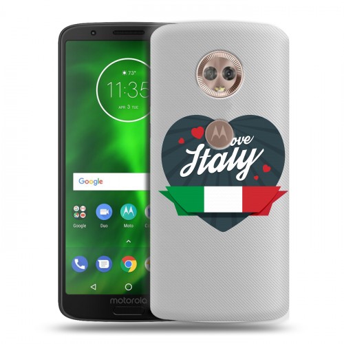 Полупрозрачный дизайнерский пластиковый чехол для Motorola Moto G6 Флаг Италии