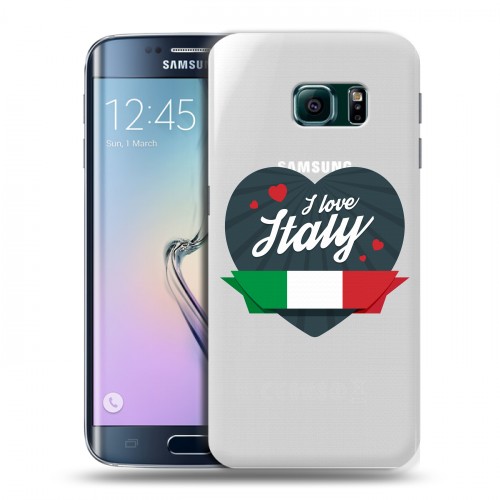 Полупрозрачный дизайнерский пластиковый чехол для Samsung Galaxy S6 Edge Флаг Италии