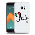 Полупрозрачный дизайнерский пластиковый чехол для HTC 10 Флаг Италии