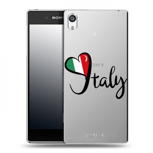 Полупрозрачный дизайнерский пластиковый чехол для Sony Xperia E5 Флаг Италии