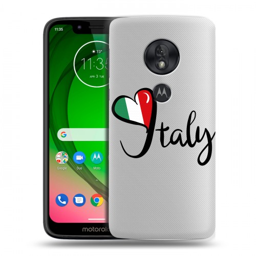 Полупрозрачный дизайнерский пластиковый чехол для Motorola Moto G7 Play Флаг Италии
