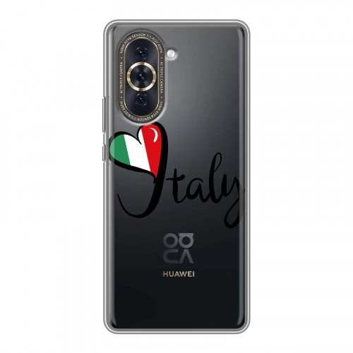 Полупрозрачный дизайнерский силиконовый с усиленными углами чехол для Huawei Nova 10 Флаг Италии