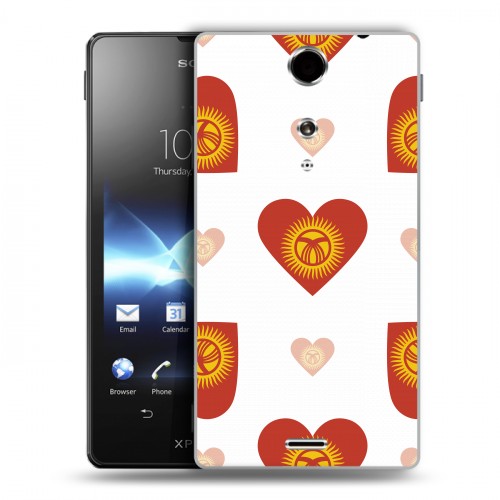 Дизайнерский пластиковый чехол для Sony Xperia TX флаг Киргизии