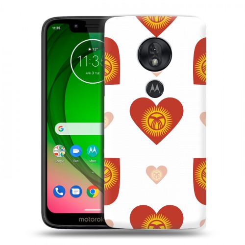 Дизайнерский пластиковый чехол для Motorola Moto G7 Play флаг Киргизии