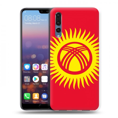 Дизайнерский силиконовый с усиленными углами чехол для Huawei P20 Pro флаг Киргизии