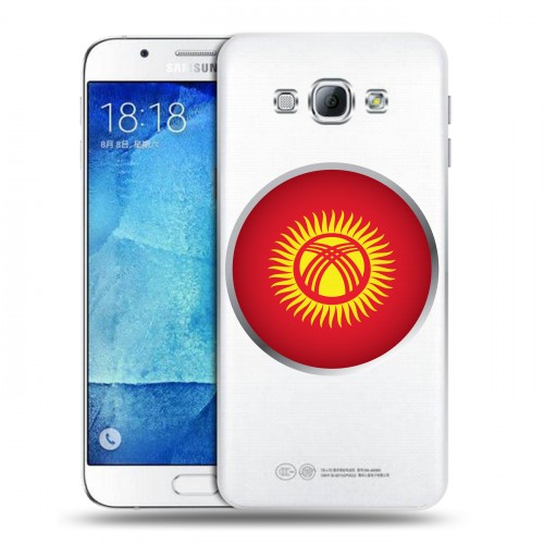 Полупрозрачный дизайнерский пластиковый чехол для Samsung Galaxy A8 флаг Киргизии