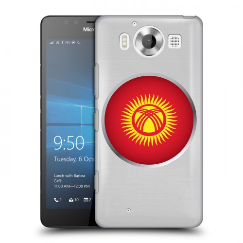 Полупрозрачный дизайнерский пластиковый чехол для Microsoft Lumia 950 флаг Киргизии