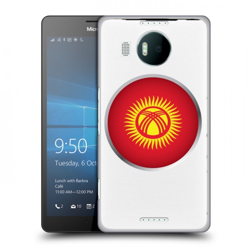 Полупрозрачный дизайнерский пластиковый чехол для Microsoft Lumia 950 XL флаг Киргизии