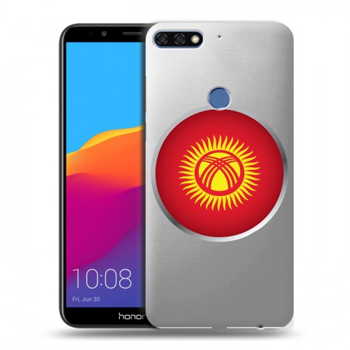 Полупрозрачный дизайнерский пластиковый чехол для Huawei Honor 7C Pro флаг Киргизии