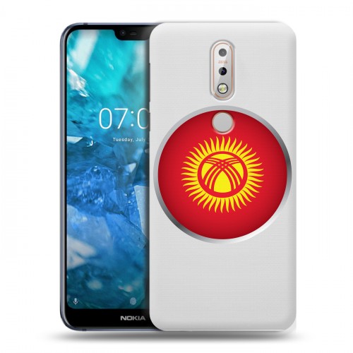 Полупрозрачный дизайнерский пластиковый чехол для Nokia 7.1 флаг Киргизии