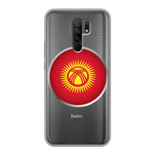 Полупрозрачный дизайнерский пластиковый чехол для Xiaomi RedMi 9 флаг Киргизии