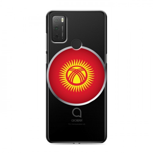 Полупрозрачный дизайнерский пластиковый чехол для Alcatel 3L (2021) флаг Киргизии