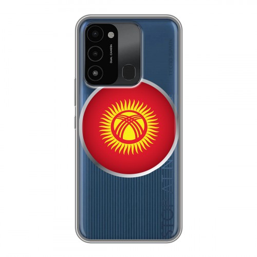Полупрозрачный дизайнерский силиконовый с усиленными углами чехол для Tecno Spark Go 2022 флаг Киргизии