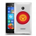 Полупрозрачный дизайнерский пластиковый чехол для Microsoft Lumia 435 флаг Киргизии