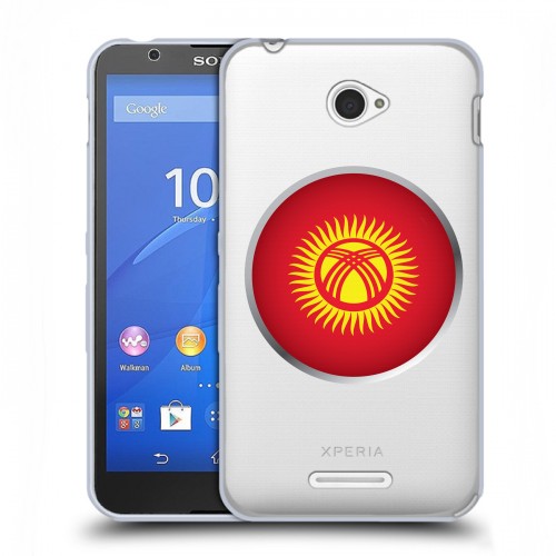 Полупрозрачный дизайнерский пластиковый чехол для Sony Xperia E4 флаг Киргизии