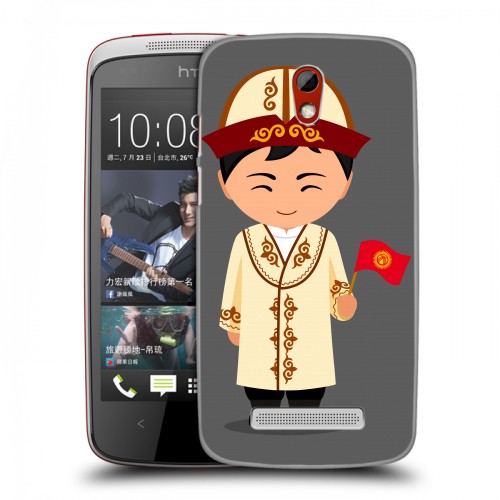 Дизайнерский пластиковый чехол для HTC Desire 500 флаг Киргизии
