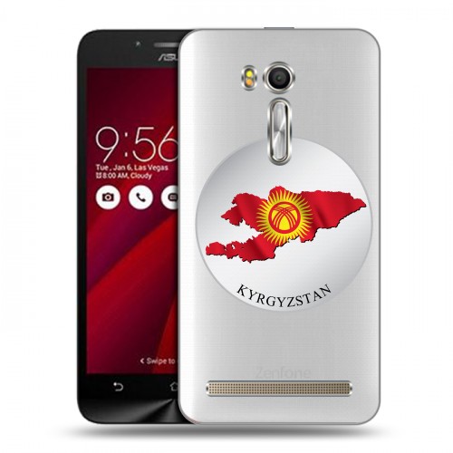 Полупрозрачный дизайнерский пластиковый чехол для ASUS Zenfone Go 5.5 флаг Киргизии