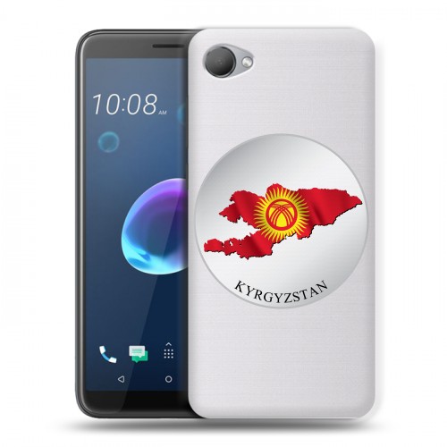 Полупрозрачный дизайнерский пластиковый чехол для HTC Desire 12 флаг Киргизии