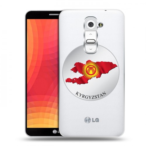 Полупрозрачный дизайнерский пластиковый чехол для LG Optimus G2 флаг Киргизии