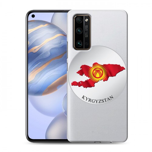 Полупрозрачный дизайнерский силиконовый с усиленными углами чехол для Huawei Honor 30 флаг Киргизии