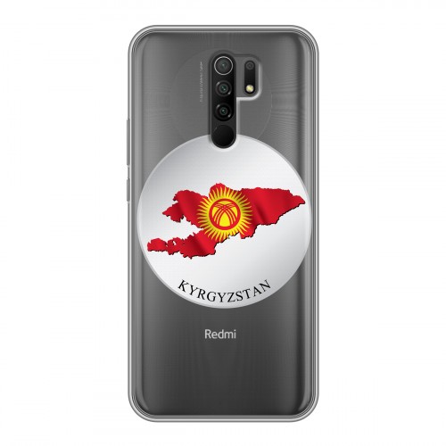Полупрозрачный дизайнерский пластиковый чехол для Xiaomi RedMi 9 флаг Киргизии