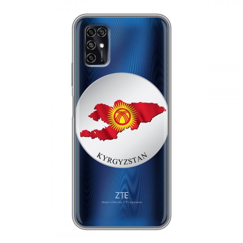 Полупрозрачный дизайнерский силиконовый чехол для ZTE Blade V2020 Smart флаг Киргизии