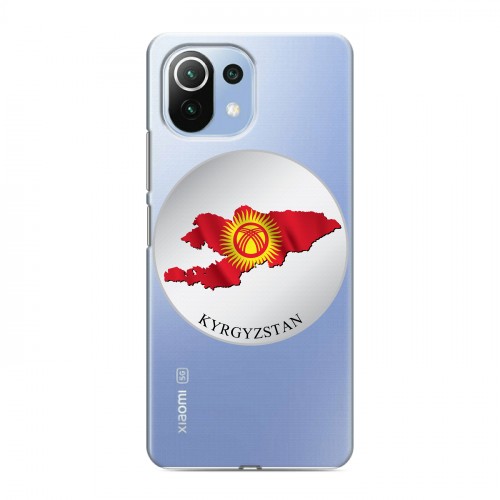 Полупрозрачный дизайнерский пластиковый чехол для Xiaomi Mi 11 Lite флаг Киргизии