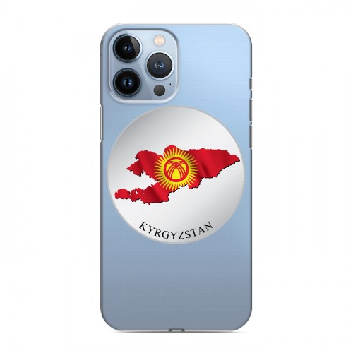 Полупрозрачный дизайнерский пластиковый чехол для Iphone 13 Pro Max флаг Киргизии
