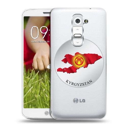 Полупрозрачный дизайнерский пластиковый чехол для LG Optimus G2 mini флаг Киргизии