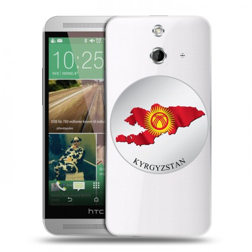Полупрозрачный дизайнерский пластиковый чехол для HTC One E8 флаг Киргизии