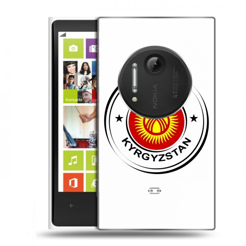Полупрозрачный дизайнерский пластиковый чехол для Nokia Lumia 1020 флаг Киргизии