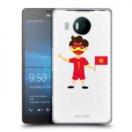 Полупрозрачный дизайнерский пластиковый чехол для Microsoft Lumia 950 XL флаг Киргизии