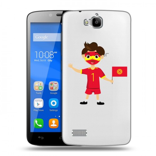 Полупрозрачный дизайнерский пластиковый чехол для Huawei Honor 3C Lite флаг Киргизии