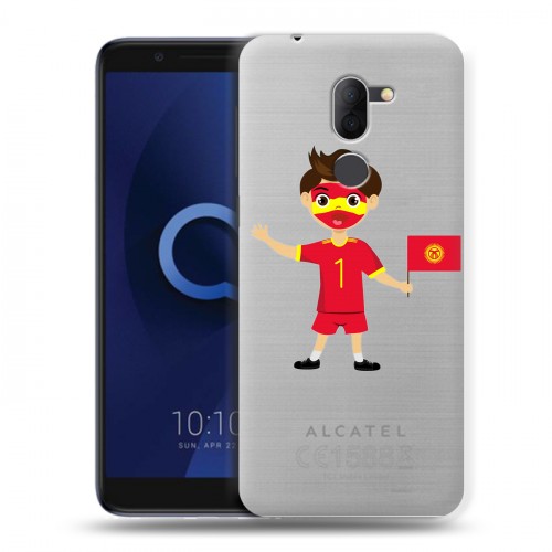 Полупрозрачный дизайнерский пластиковый чехол для Alcatel 3X флаг Киргизии