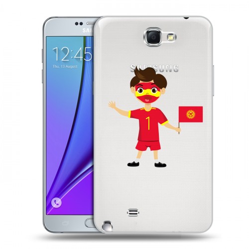 Полупрозрачный дизайнерский пластиковый чехол для Samsung Galaxy Note 2 флаг Киргизии