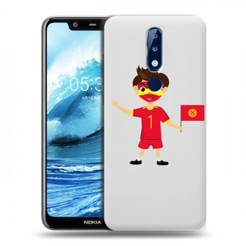 Полупрозрачный дизайнерский пластиковый чехол для Nokia 5.1 Plus флаг Киргизии