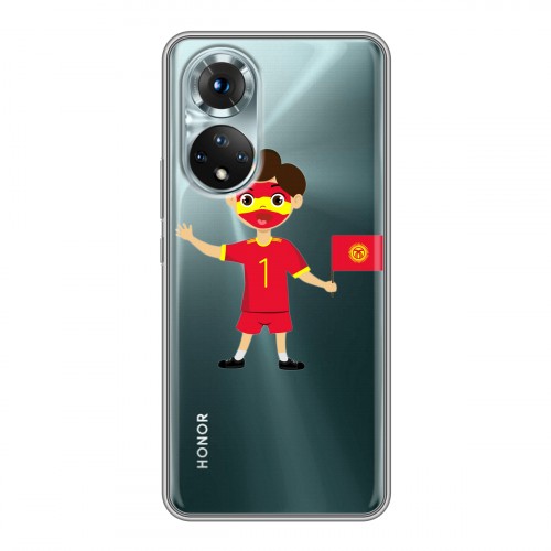 Полупрозрачный дизайнерский силиконовый с усиленными углами чехол для Huawei Honor 50 флаг Киргизии