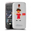 Полупрозрачный дизайнерский пластиковый чехол для HTC Desire 500 флаг Киргизии